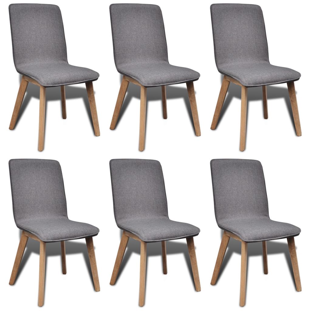 Dining Chairs 6 pcs with Oak Frame Fabric Dark Grey