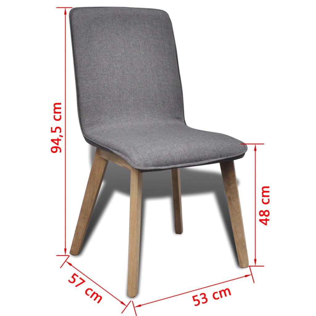 Dining Chairs 6 pcs with Oak Frame Fabric Dark Grey