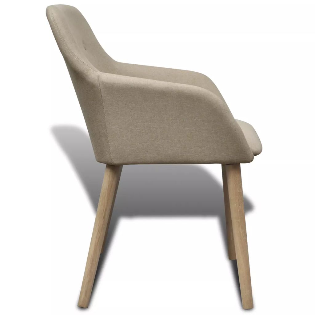 Dining Chairs 4 pcs with Oak Frame Fabric Beige