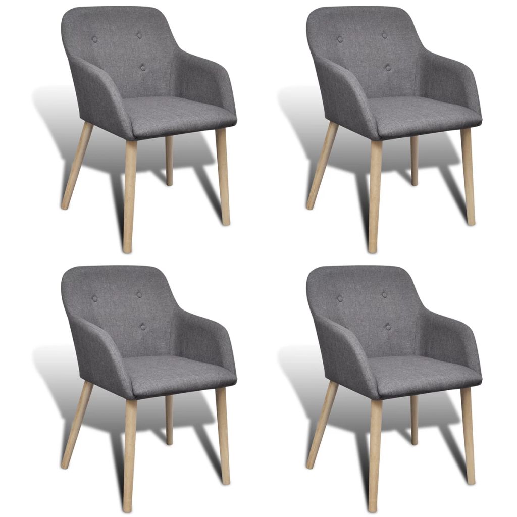 Dining Chairs 4 pcs with Oak Frame Fabric Dark Grey