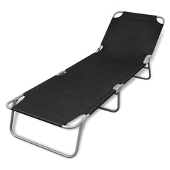 Foldable Sunlounger with Adjustable Backrest Black