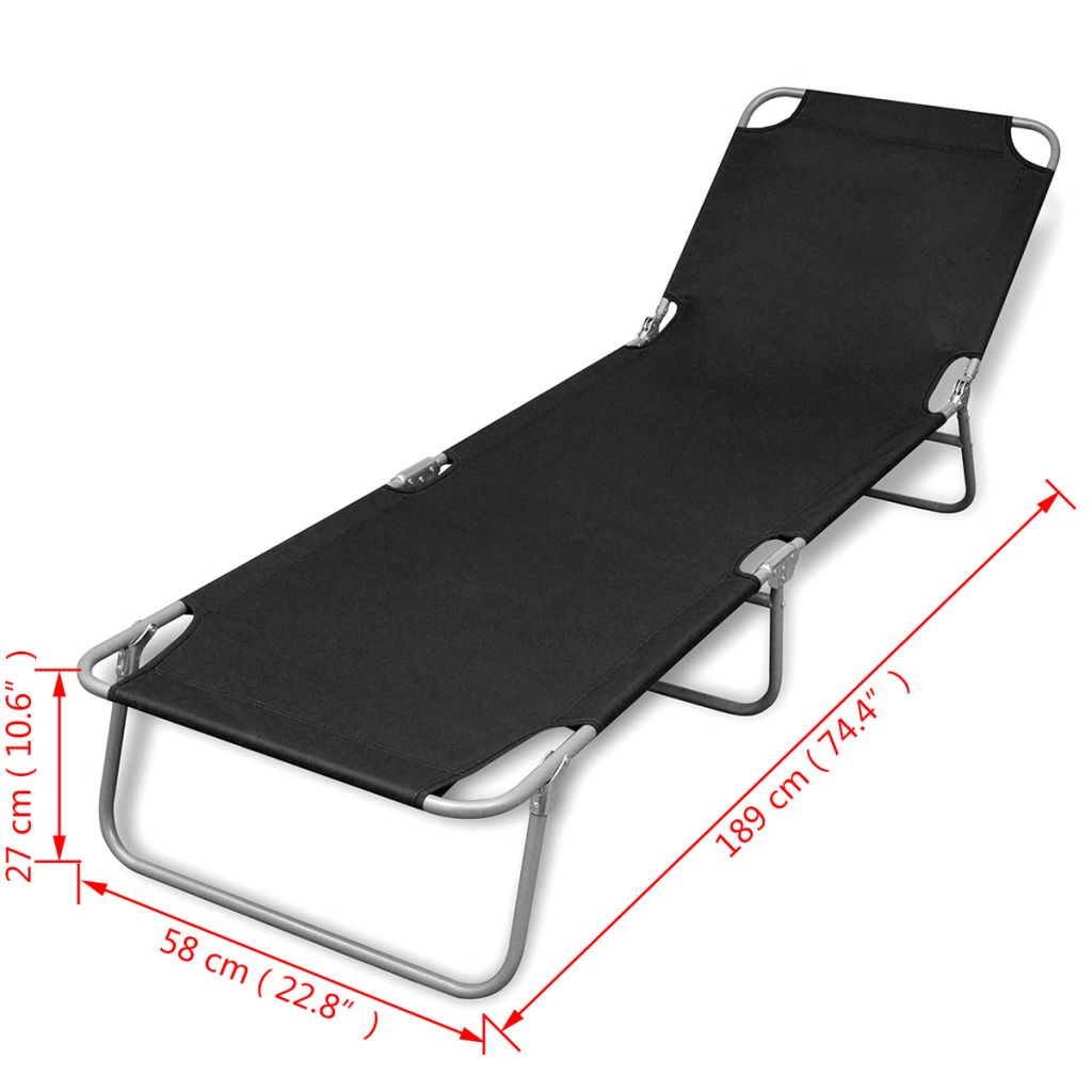 Foldable Sunlounger with Adjustable Backrest Black