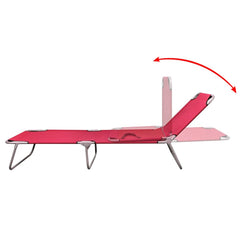 Foldable Sunlounger with Adjustable Backrest Red