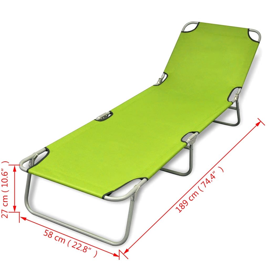 Foldable Sunlounger with Adjustable Backrest Apple Green