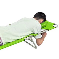 Folding Sunlounger with Head Cushion Adjustable Backrest Apple Green