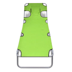 Folding Sunlounger with Head Cushion Adjustable Backrest Apple Green