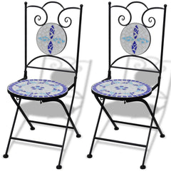 Mosaic Bistro Chair Blue / White Set of 2