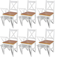 Dining Chairs 6 pcs Wood White and Natural Colour