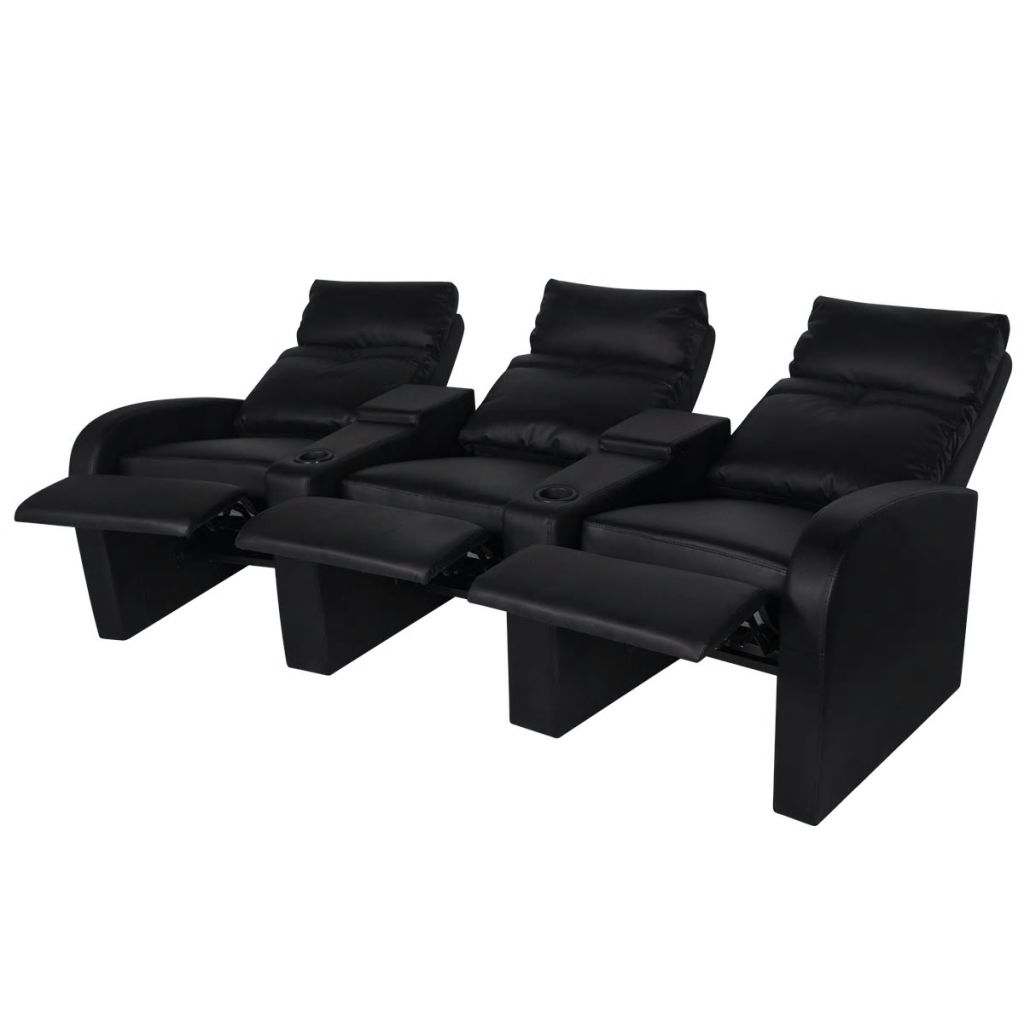 Recliner 3-seat Artificial Leather Black