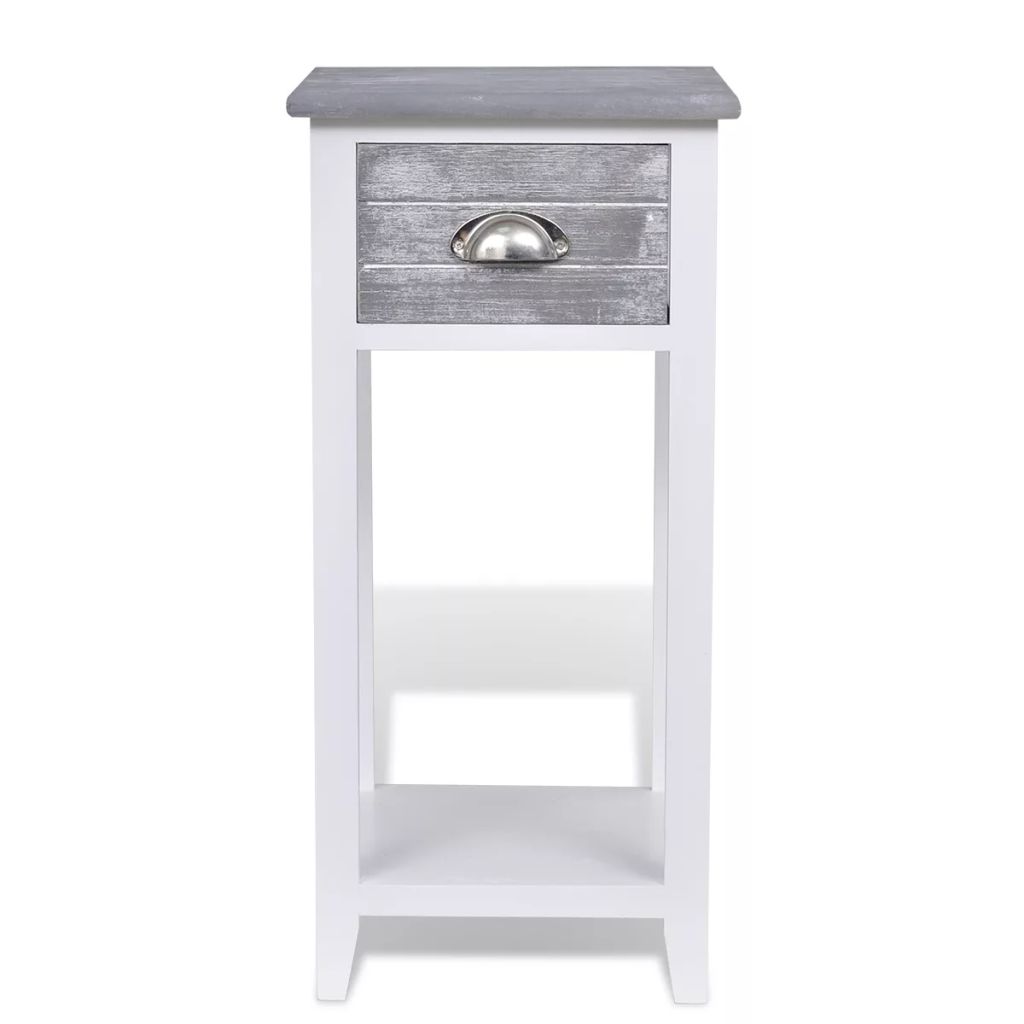 Nightstand with 1 Drawer Grey and White
