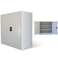 Office Cabinet 2 Doors 90x40x90 cm Grey Metal
