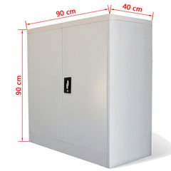 Office Cabinet 2 Doors 90x40x90 cm Grey Metal