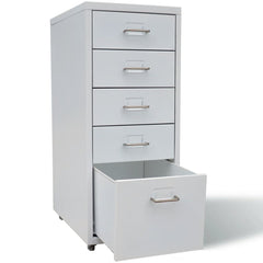 Hanging File Cabinet with 5 Drawers Grey Metal