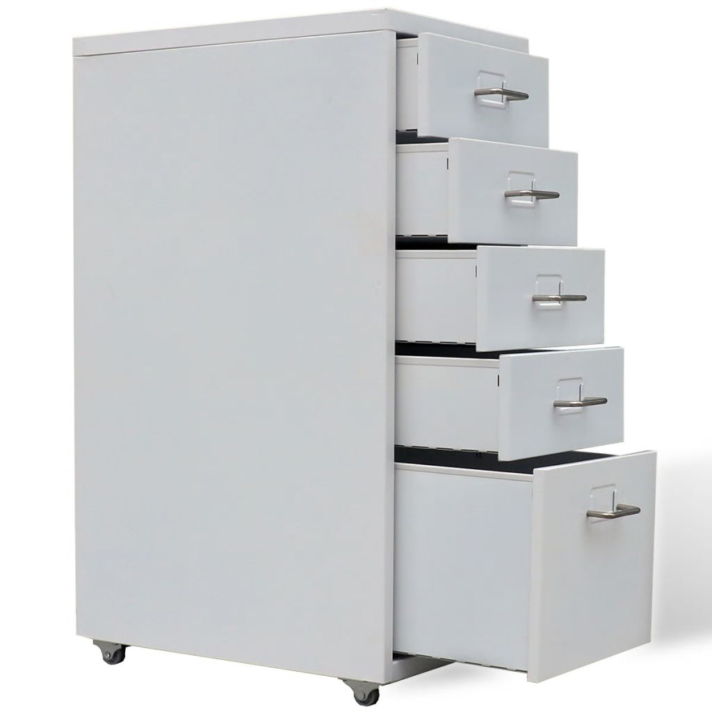 Hanging File Cabinet with 5 Drawers Grey Metal