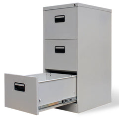 File Cabinet with 3 Drawers Metal Grey