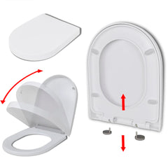 Soft-close Toilet Seat with Quick-release Design White Square