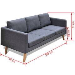 Sofa 3-Seater Fabric Dark Grey