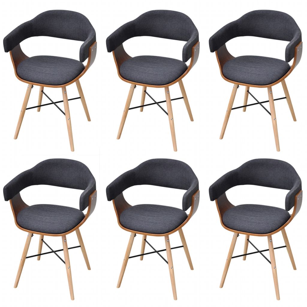 6 pcs Dining Chair Bentwood with Fabric Upholstery