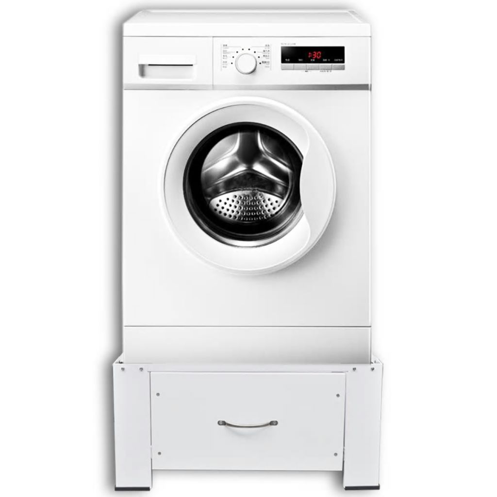 Washing Machine Pedestal with Drawer White