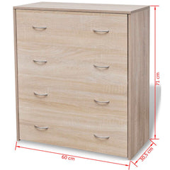 Sideboard with 4 Drawers 60x30.5x71 cm Oak Colour