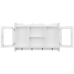 Wall Cabinet Display Shelf Book/DVD/Glass Storage White MDF