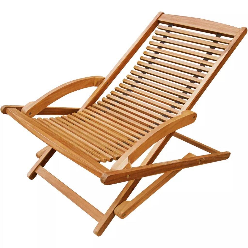 Deck Chair with Footrest Acacia Wood