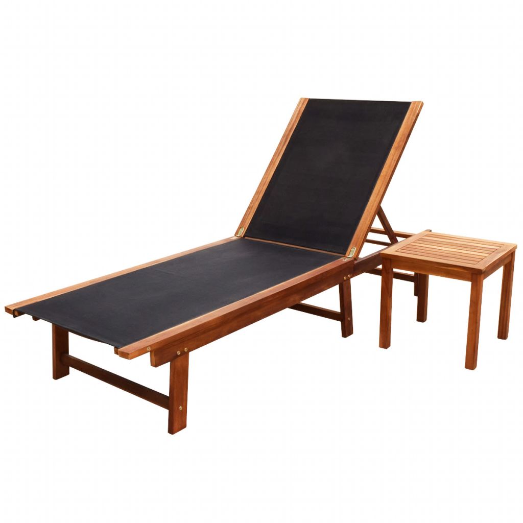 Sunlounger with Table Acacia Wood