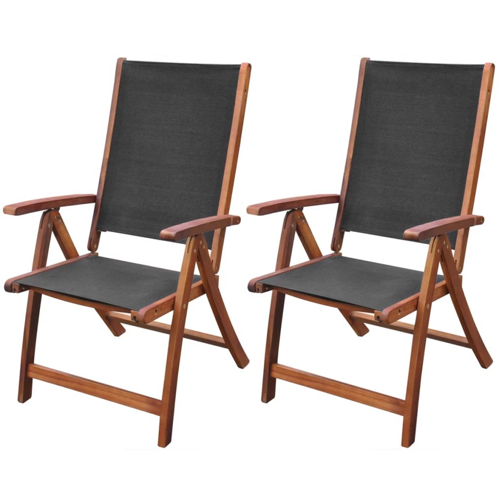 Folding Chairs 2 pcs Acacia Wood Black