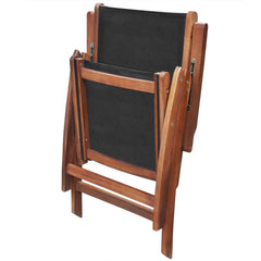 Folding Chairs 2 pcs Acacia Wood Black