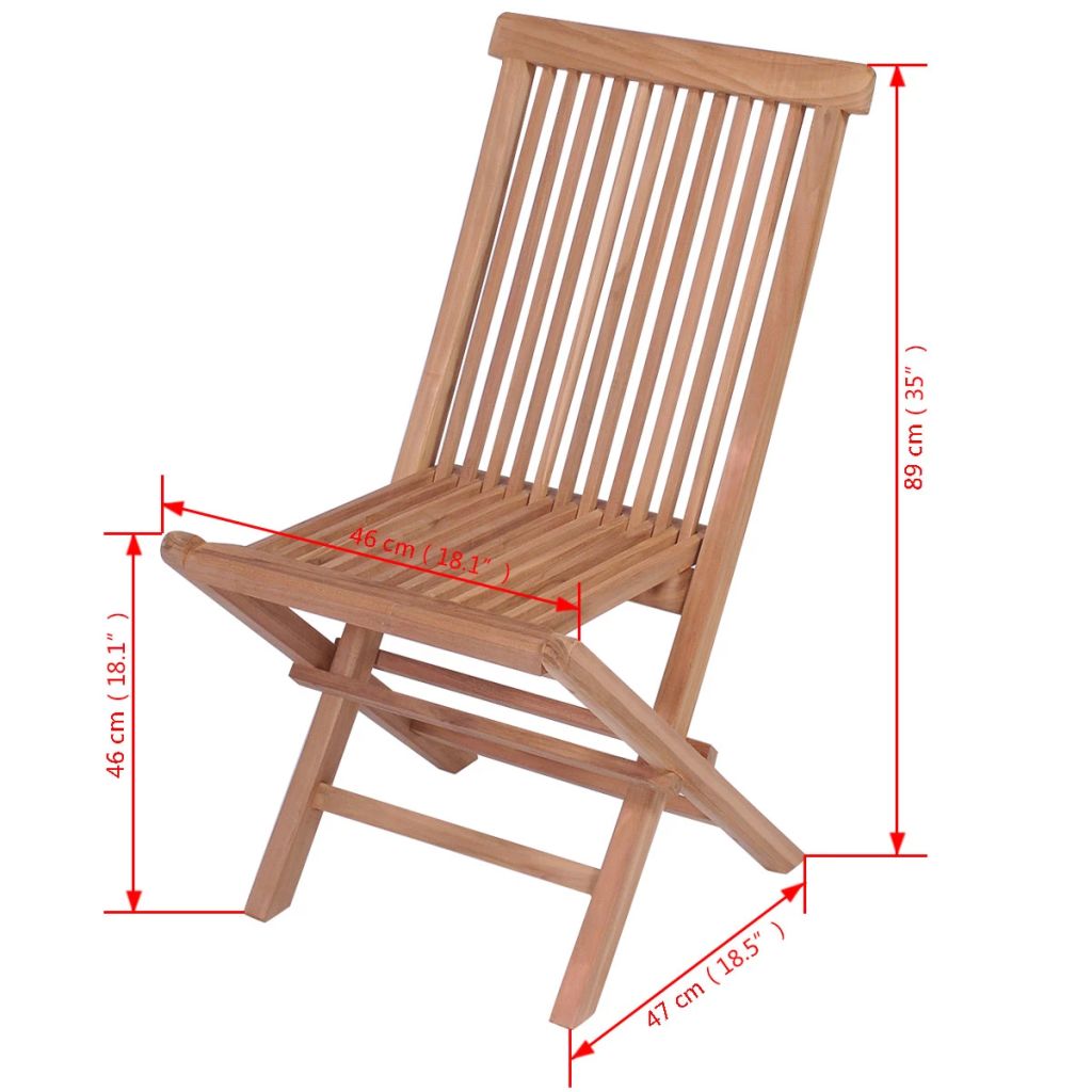 Teak Folding Chair 2 pcs 47x60x89 cm