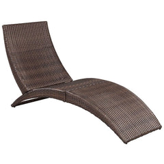 Foldable Sunlounger with Cushion Poly Rattan Brown