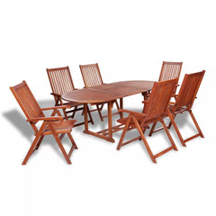 Outdoor Dining Set 7 Pieces Wood with Extendable Table