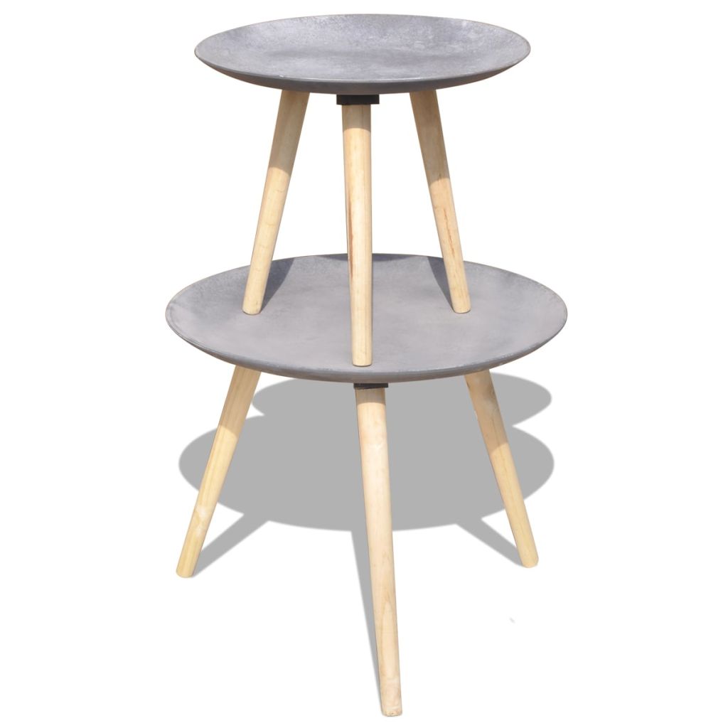 Two Piece Side Table/Coffee Table Set 55 cm&44 cm Concrete Grey