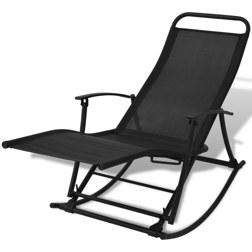 Foldable Garden Rocking Chair Black