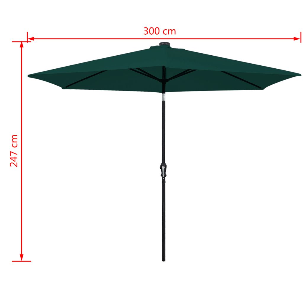 LED Cantilever Umbrella 3 m Green