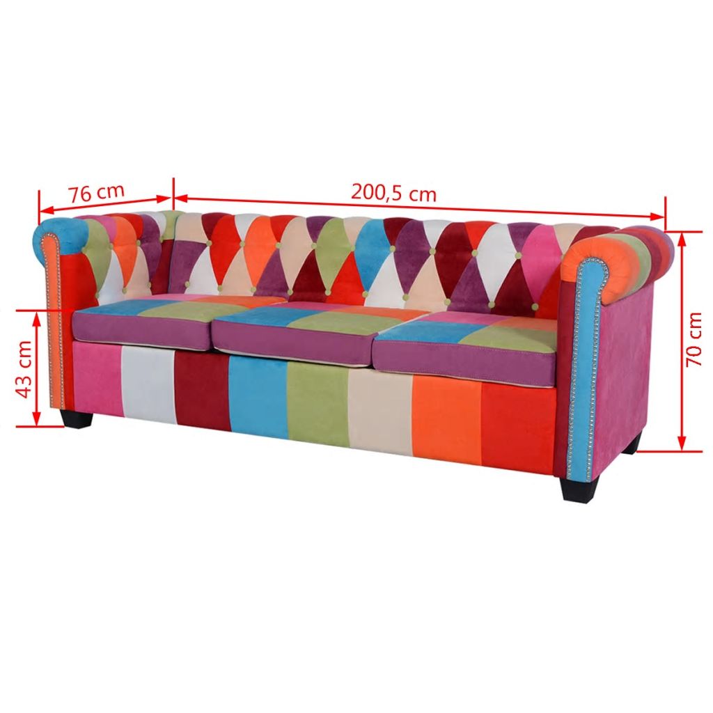 Chesterfield Sofa 3-Seater Fabric