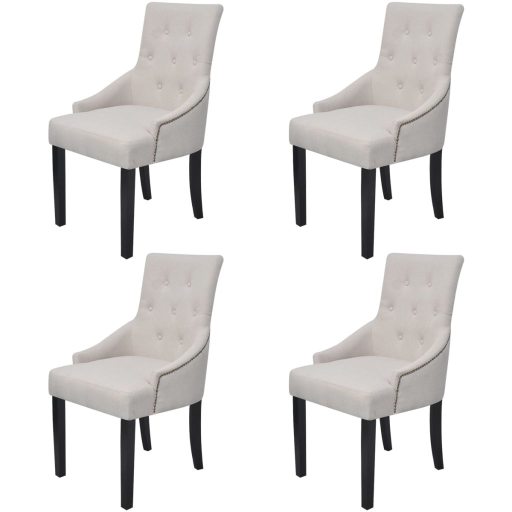 Dining Chairs 4 pcs Polyester Cream