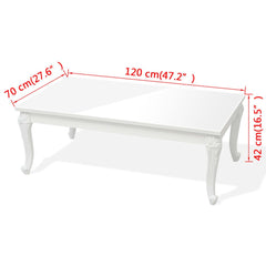 Coffee Table 120x70x42 cm High Gloss White