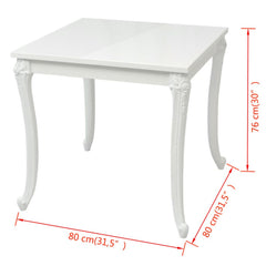 Dining Table 80x80x76 cm High Gloss White