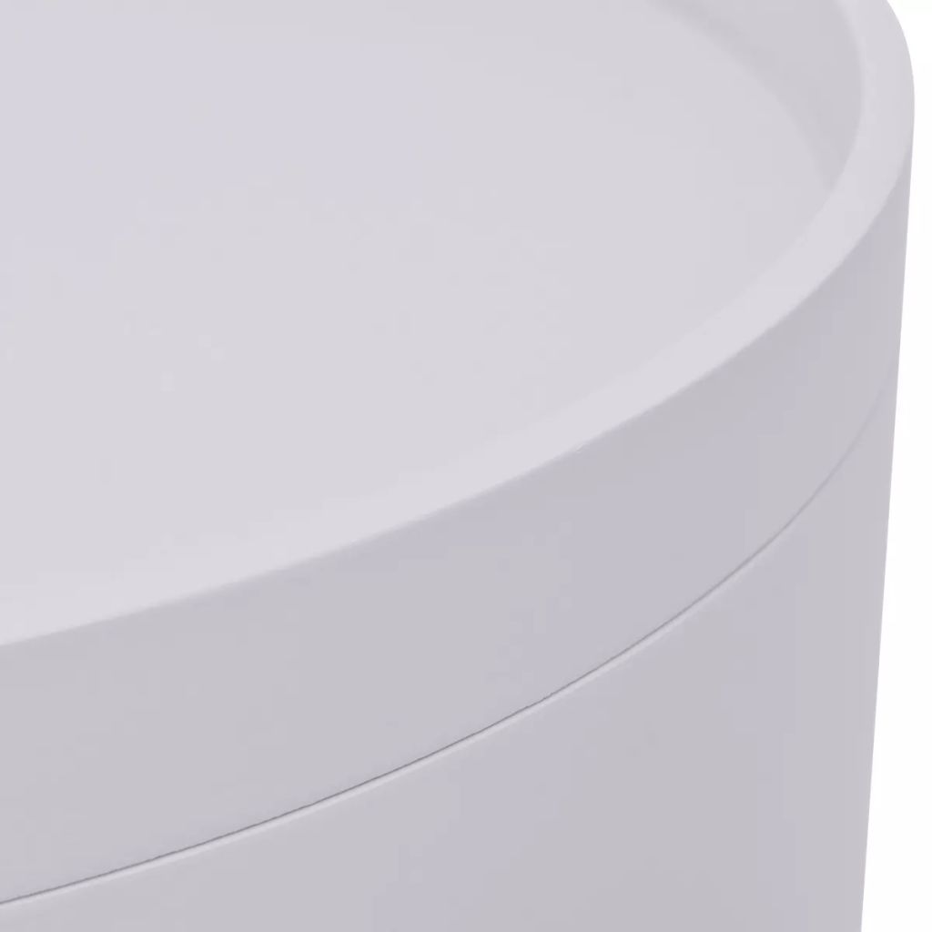 Side Table with Serving Tray Round 39.5x44.5 cm White
