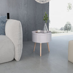 Side Table with Serving Tray Round 39.5x44.5 cm Grey