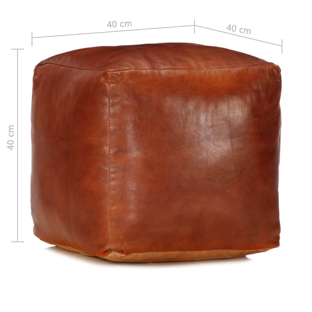 Pouffe Tan 40x40x40 cm Genuine Goat Leather