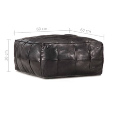 Pouffe Black 60x60x30 cm Genuine Goat Leather