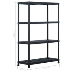 Storage Shelf Racks 2 pcs Black 220 kg 90x40x138 cm Plastic
