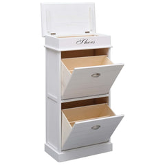Shoe Cabinet White 50x28x98 cm Paulownia Wood