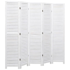 5-Panel Room Divider White 175x165 cm Wood