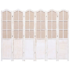 6-Panel Room Divider White 210x165 cm Fabric