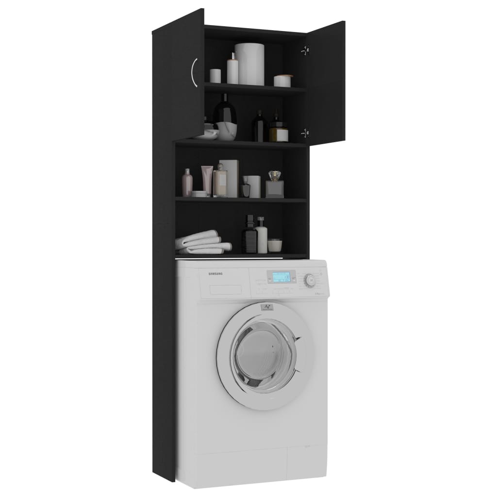 Washing Machine Cabinet Black 64x25.5x190 cm Chipboard