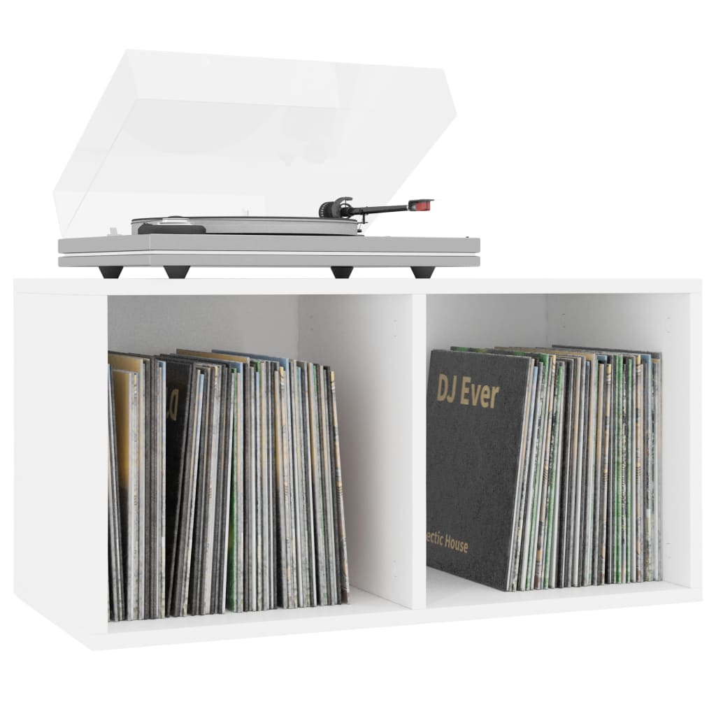 Vinyl Storage Box White 71x34x36 cm Chipboard