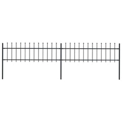 Garden Fence with Spear Top Steel 3.4x0.6 m Black